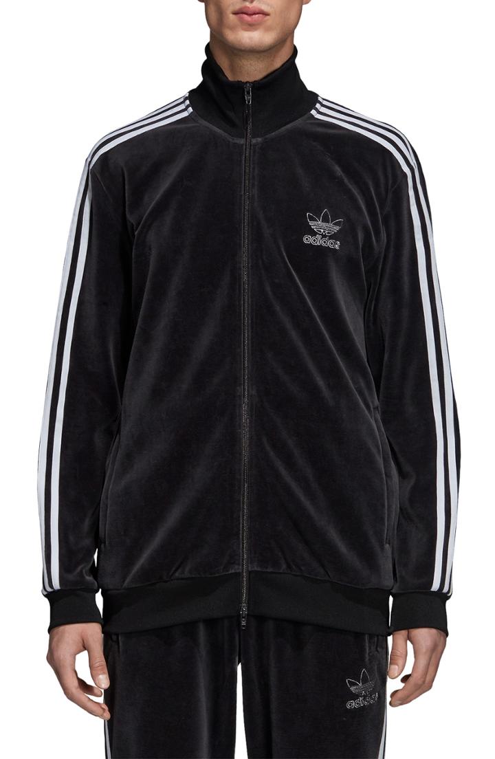 Men's Adidas Originals Velour Bb Track Jacket - Black
