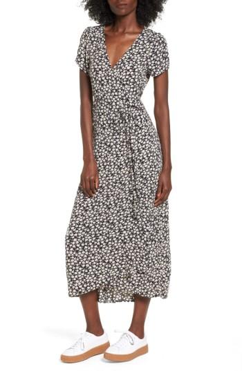 Women's Billabong Wrap Me Up Midi Wrap Dress - Black