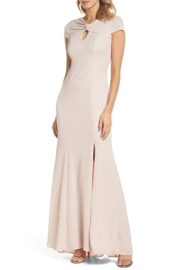 Women's Adrianna Papell Metallic Knit Gown - Pink