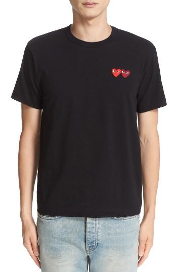 Men's Comme Des Garcons Play Twin Hearts Jersey T-shirt