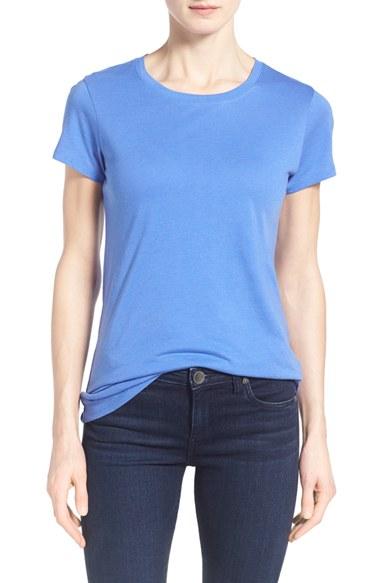 Petite Women's Halogen Short Sleeve Crewneck Tee P - Blue