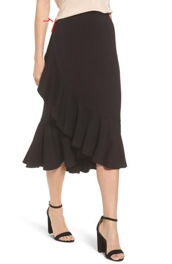 Women's Halogen Ruffle Ponte Midi Skirt - Black