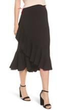 Women's Halogen Ruffle Ponte Midi Skirt - Black