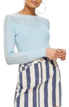 Women's Topshop Yoke Pointelle Detail Sweater Us (fits Like 0) - Blue