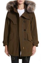 Women's Burberry Ramsford 3-in-1 Hooded Parka With Genuine Fox Fur & Genuine Shearling Trim - Green