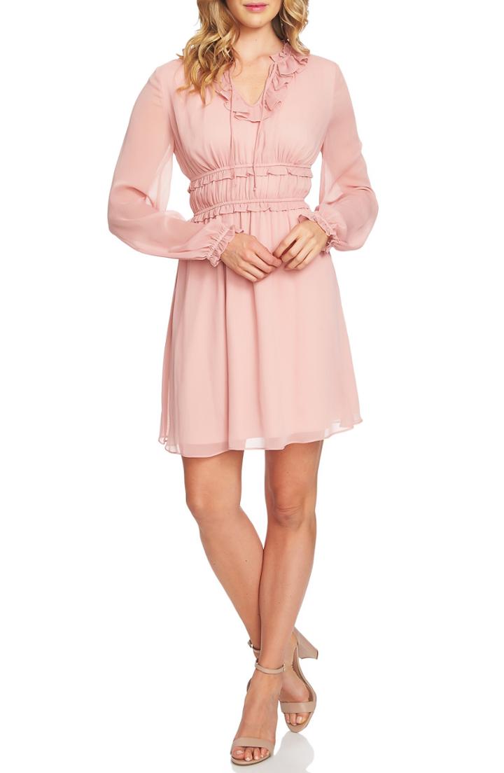 Women's Cece Ruffle Split Neck Minidress