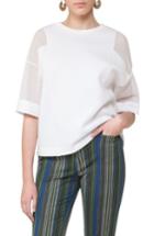 Women's Akris Punto Mesh Sleeve Sweatshirt - White