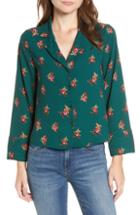 Women's Bp. Notched Collar Floral Print Shirt, Size - Green