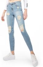 Petite Women's Topshop Jamie Super Rip Skinny Jeans X 28 - Blue