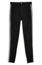 Women's Topshop Tinsel Sequin Side Stripe Jeans W X 30l (fits Like 25-26w) - Black