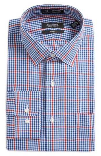 Men's Nordstrom Men's Shop Smartcare(tm) Trim Fit Check Dress Shirt .5 - 32/33 - Red