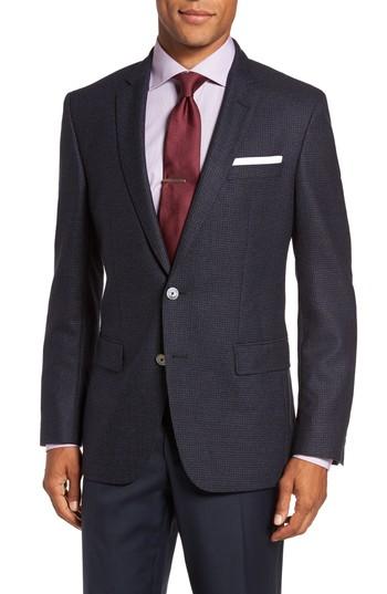 Men's Boss Hutsons Trim Fit Houndstooth Wool Sport Coat S - Blue