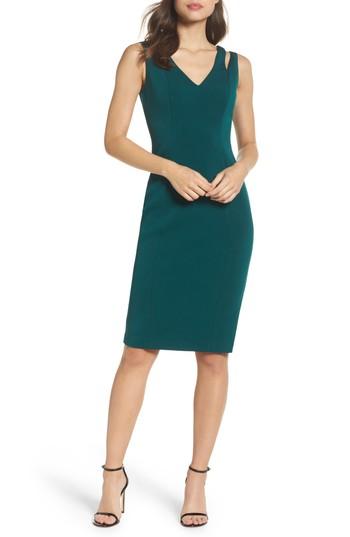 Women's Vince Camuto Cutout Shoulder Crepe Sheath Dress - Green