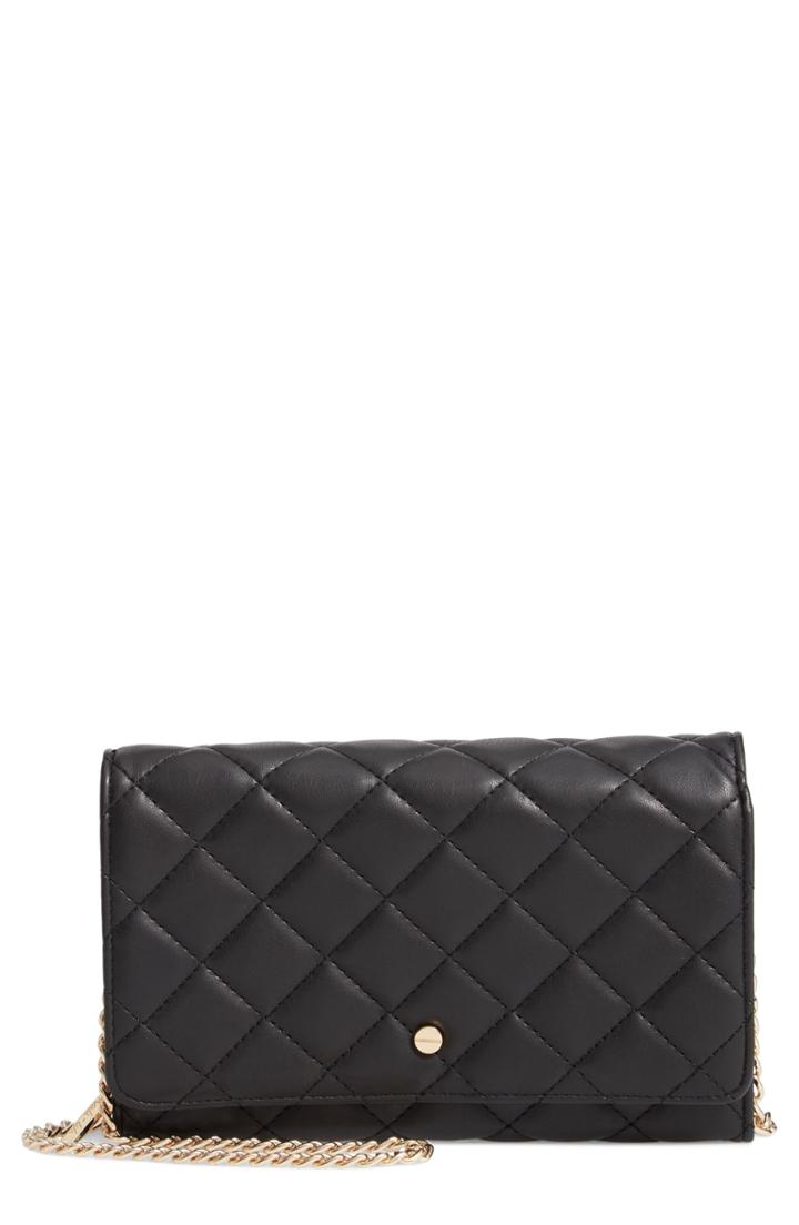 Mali + Lili Ciara Quilted Vegan Leather Convertible Clutch - Black