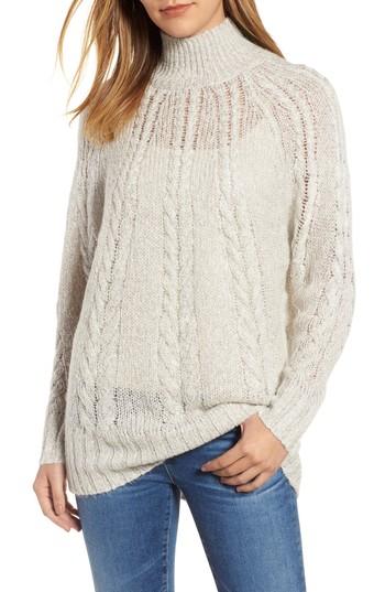 Women's Caslon Dolman Sleeve Cable Knit Tunic, Size - Beige
