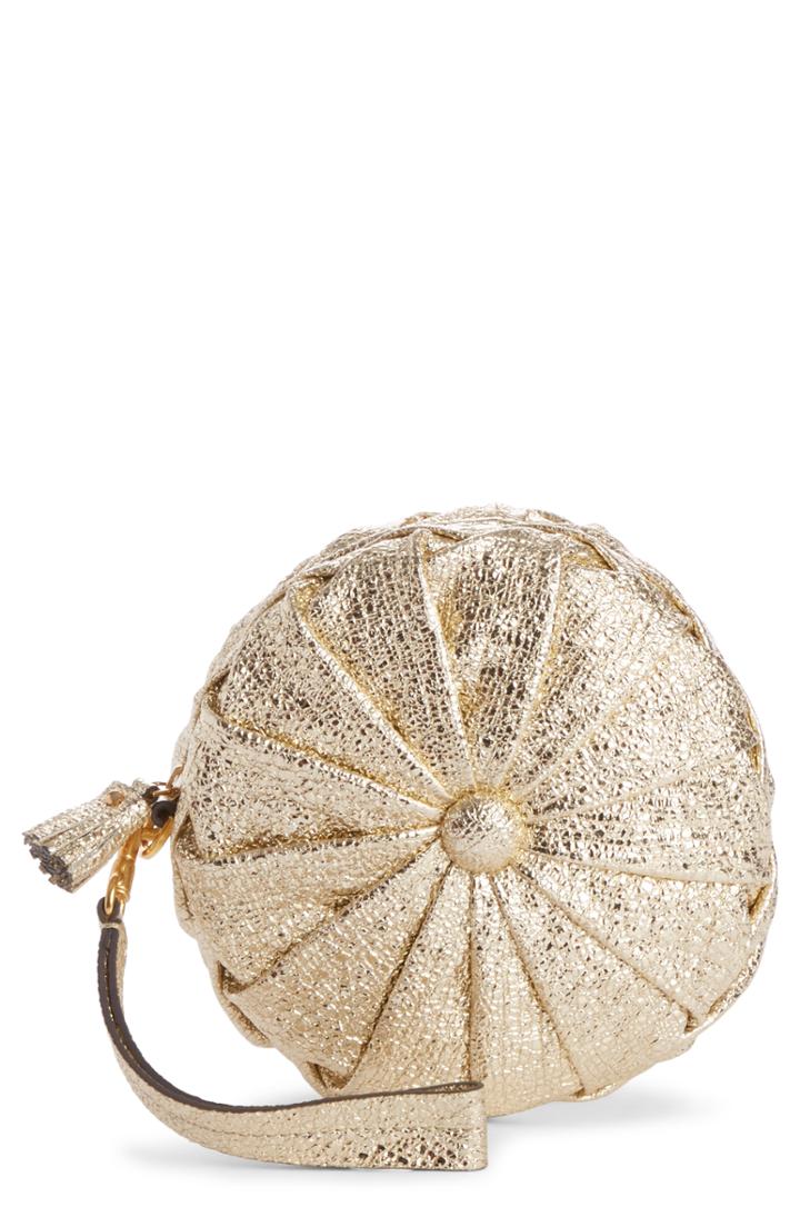 Anya Hindmarch Circle Pillow Metallic Leather Clutch -