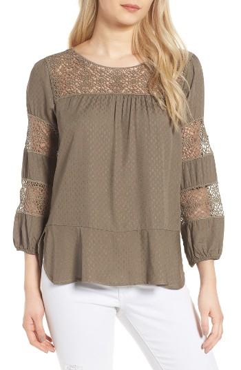 Women's Wit & Wisdom Lace & Jacquard Peasant Blouse