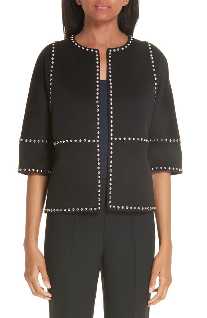 Women's Michael Kors Cookie Studded Wool & Cashgora Jacket - Black