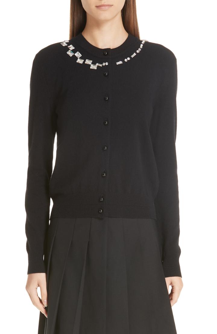 Women's Marc Jacobs Crystal Neck Wool & Cashmere Cardigan