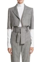 Women's Sara Battaglia Glen Plaid Crop Jacket Us / 38 It - Black
