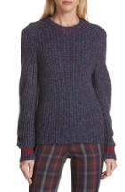 Women's Rag & Bone Cheryl Stripe Cuff Wool & Cashmere Blend Sweater, Size - Blue