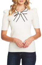 Women's Cece Bow Neck Puff Sleeve Sweater - Ivory