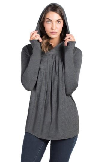 Women's Savi Mom Hooded Maternity/nursing Tunic - Grey