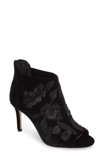 Women's Imagine Vince Camuto Padget Embroidered Velvet Peeptoe Bootie .5 M - Black