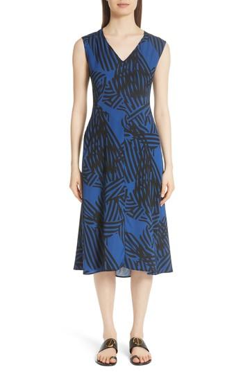 Women's Zero + Maria Cornejo Ribbon Print Stretch Silk Dress - Blue
