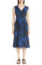 Women's Zero + Maria Cornejo Ribbon Print Stretch Silk Dress - Blue