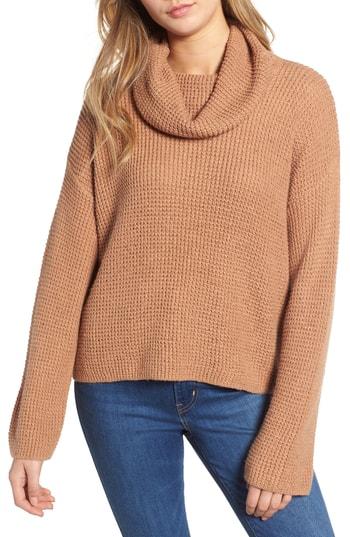 Women's Bp. Chunky Thermal Cowl Neck Sweater, Size - Brown