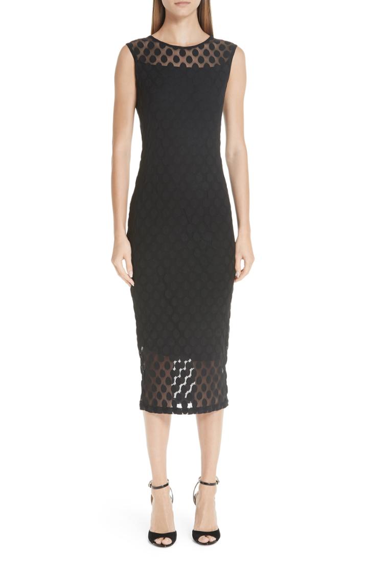 Women's Fuzzi Dot Tulle Pencil Dress, Size - Black