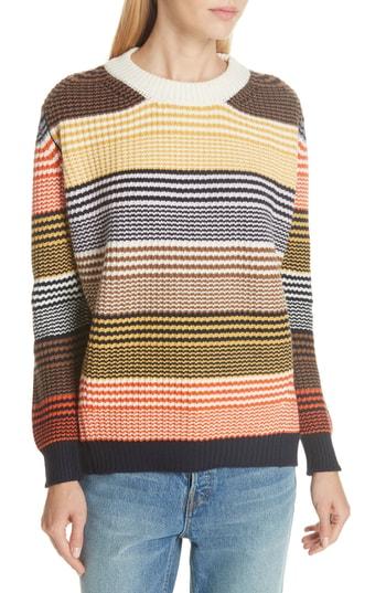 Women's & Daughter Inver Stripe Ribbed Wool & Cashmere Sweater - Brown