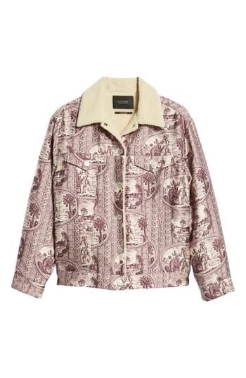 Women's Scotch & Soda Fleece Lined Print Trucker Jacket - Purple