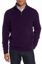 Men's Nordstrom Men's Shop Regular Fit Cashmere Quarter Zip Pullover, Size - Purple