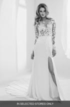 Women's Atelier Pronovias Raine Embellished Illusion Mermaid Gown, Size In Store Only - Ivory