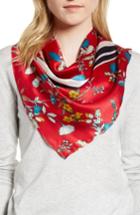 Women's Halogen Print Silk Scarf, Size - Red