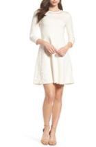 Women's Eliza J Lace Overlay Sweater Dress - Ivory