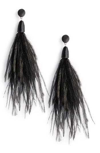Women's Stella + Ruby Ball Top Feather Earrings