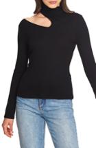 Women's 1.state Shoulder Cutout Mock Neck Rib Knit Top, Size - Black