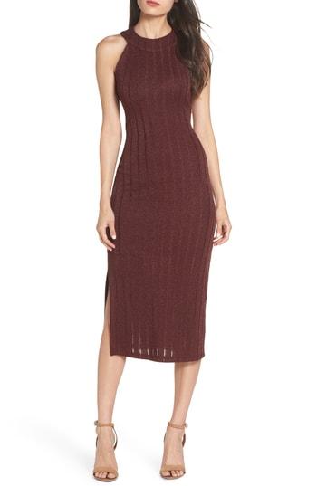 Women's Nsr Alisa Knit Midi Dress - Burgundy