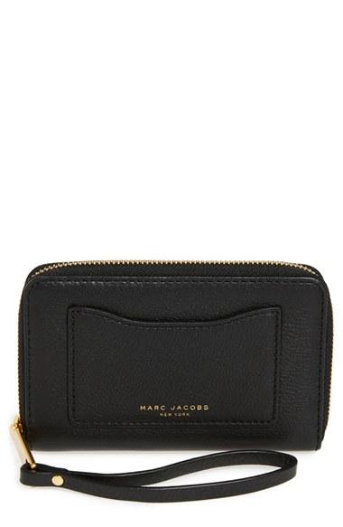 Women's Marc Jacobs 'recruit' Leather Wallet - Black