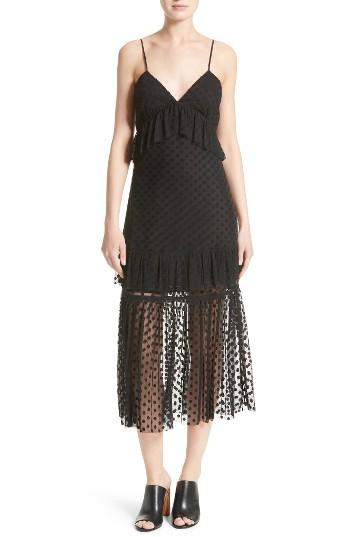Women's Robert Rodriguez Polka Dot Lace Midi Dress - Black