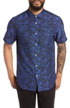 Men's Good Man Brand Slim Fit Cannes Camo Sport Shirt - Blue