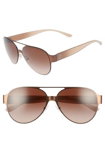 Women's Tory Burch 58mm Polarized Aviator Sunglasses - Brown Gradient