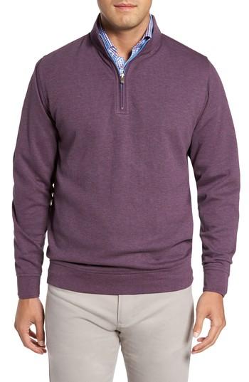 Men's Peter Millar Crown Comfort Jersey Quarter Zip Pullover, Size - Blue