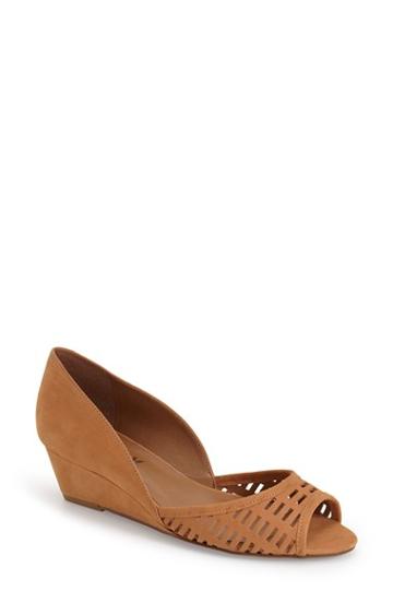 Women's French Sole 'quark' Cutout Peep Toe Wedge Pump M - Brown