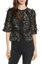 Women's Rebecca Taylor Moonflower Silk Lace Top - Black