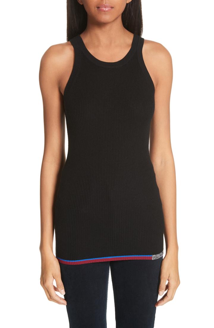 Women's Proenza Schouler Print Hem Silk & Cashmere Blend Tank Top