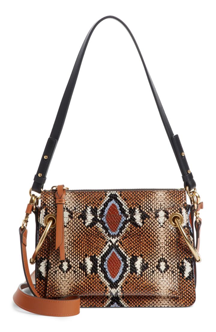 Chloe Small Roy Python Embossed Leather Crossbody Bag - Brown